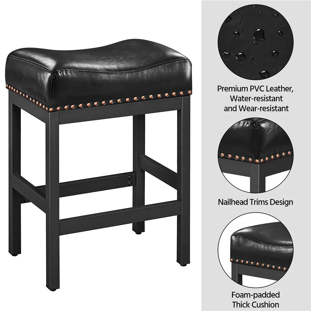 Set of 2 Black Faux Leather Bar Stools E52348