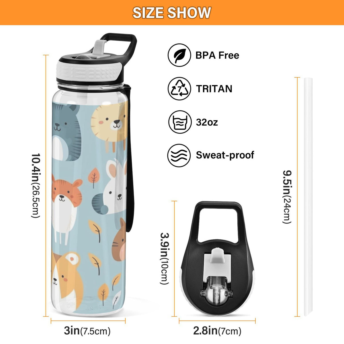 32oz Leakproof Tritan Sports Water Bottle with Straw X363777