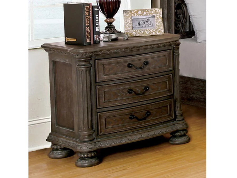 Queen Size 4pc Bed Dresser Mirror Nightstand Set E63432