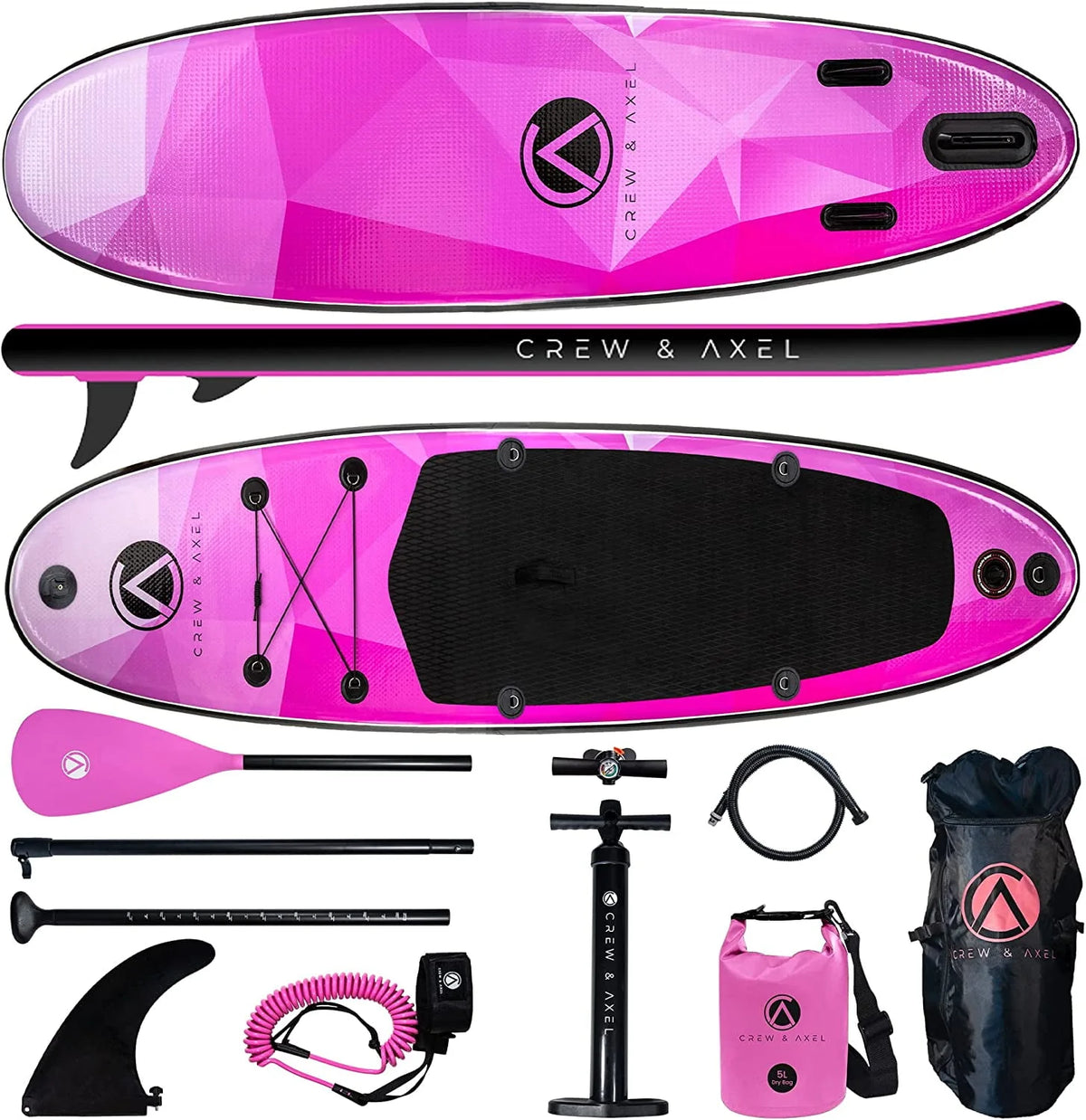 Inflatable Paddle Board SUP Kit with Paddle Pump Bag Pink W17346