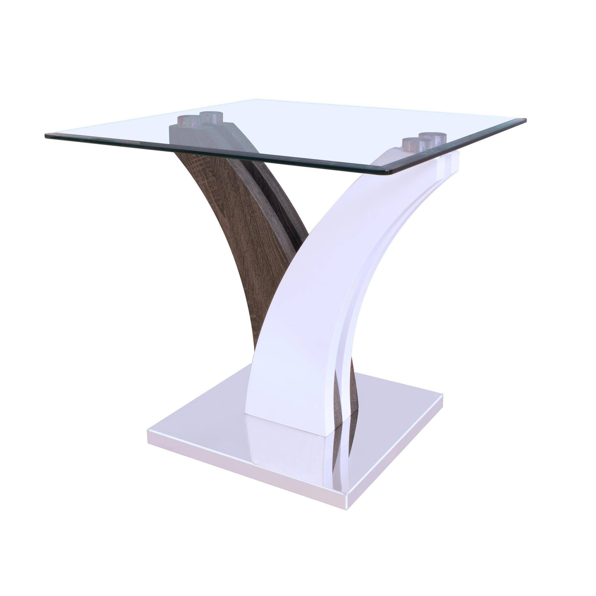 Clear Glass White Walnut Sofa Table J803