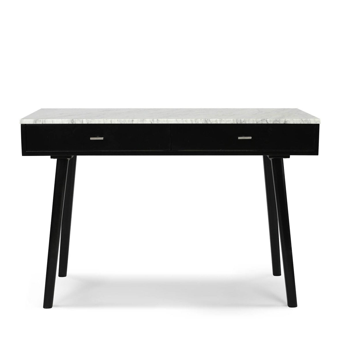 Rectangular Italian Carrara White Marble Writing Desk with Black Legs Z501