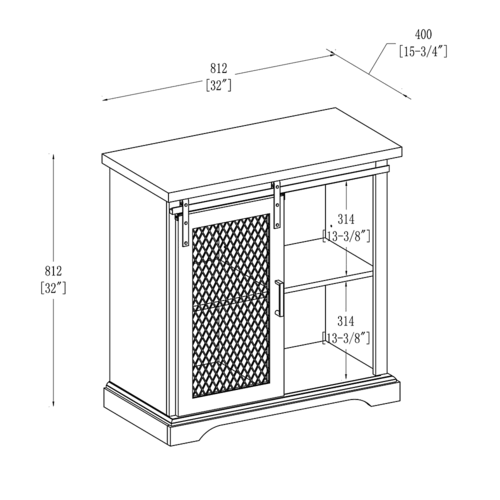 Dark Walnut Sliding Metal Mesh Door Buffet Cabinet Z82500