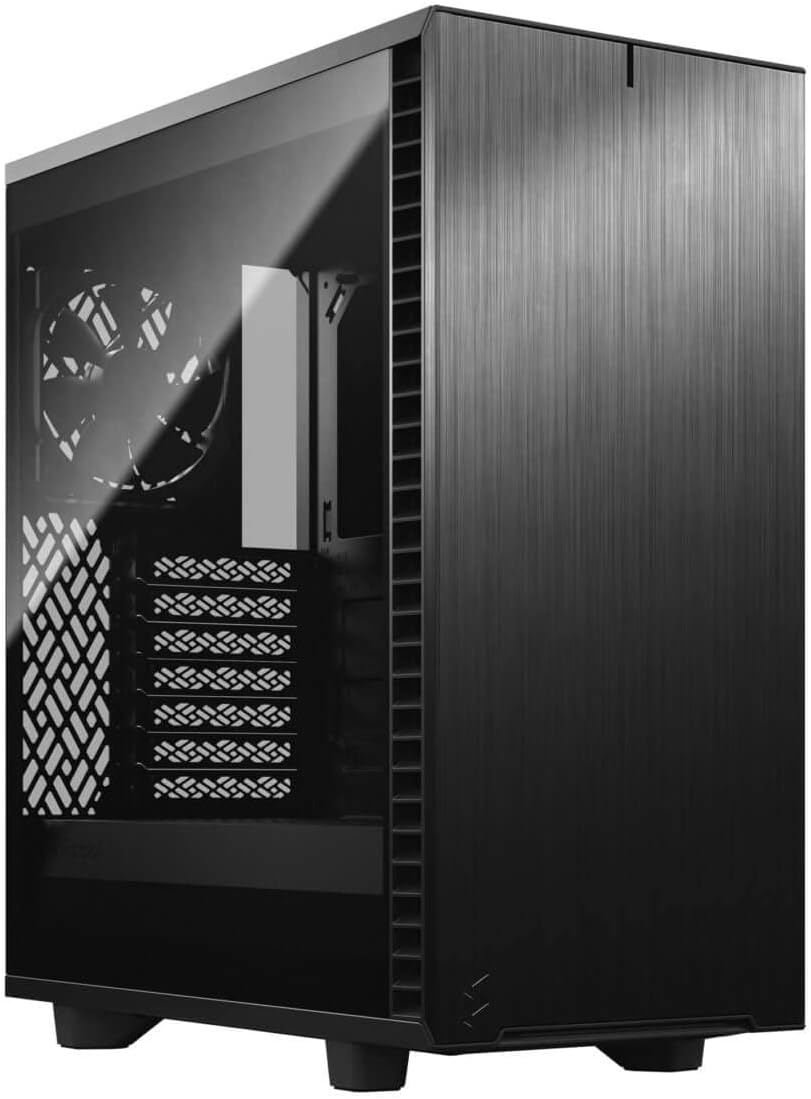 Black Brushed Aluminum/Steel ATX Compact Silent Mid Tower Computer Case C7141