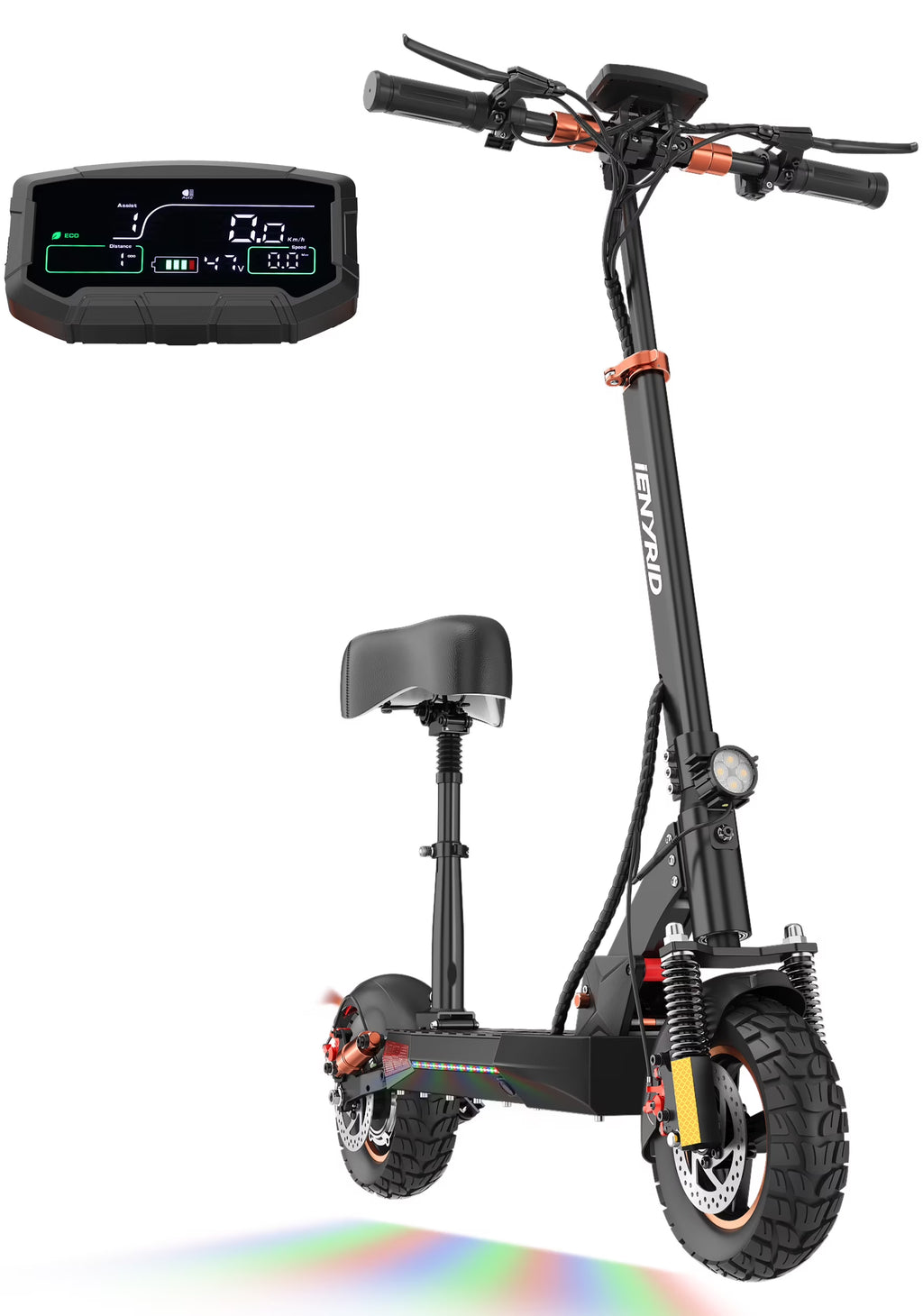800W Electric Scooter with Removable Seat, 10" Off-road Pneumatic Tires, 330lbs Weight Limit Black Q465944