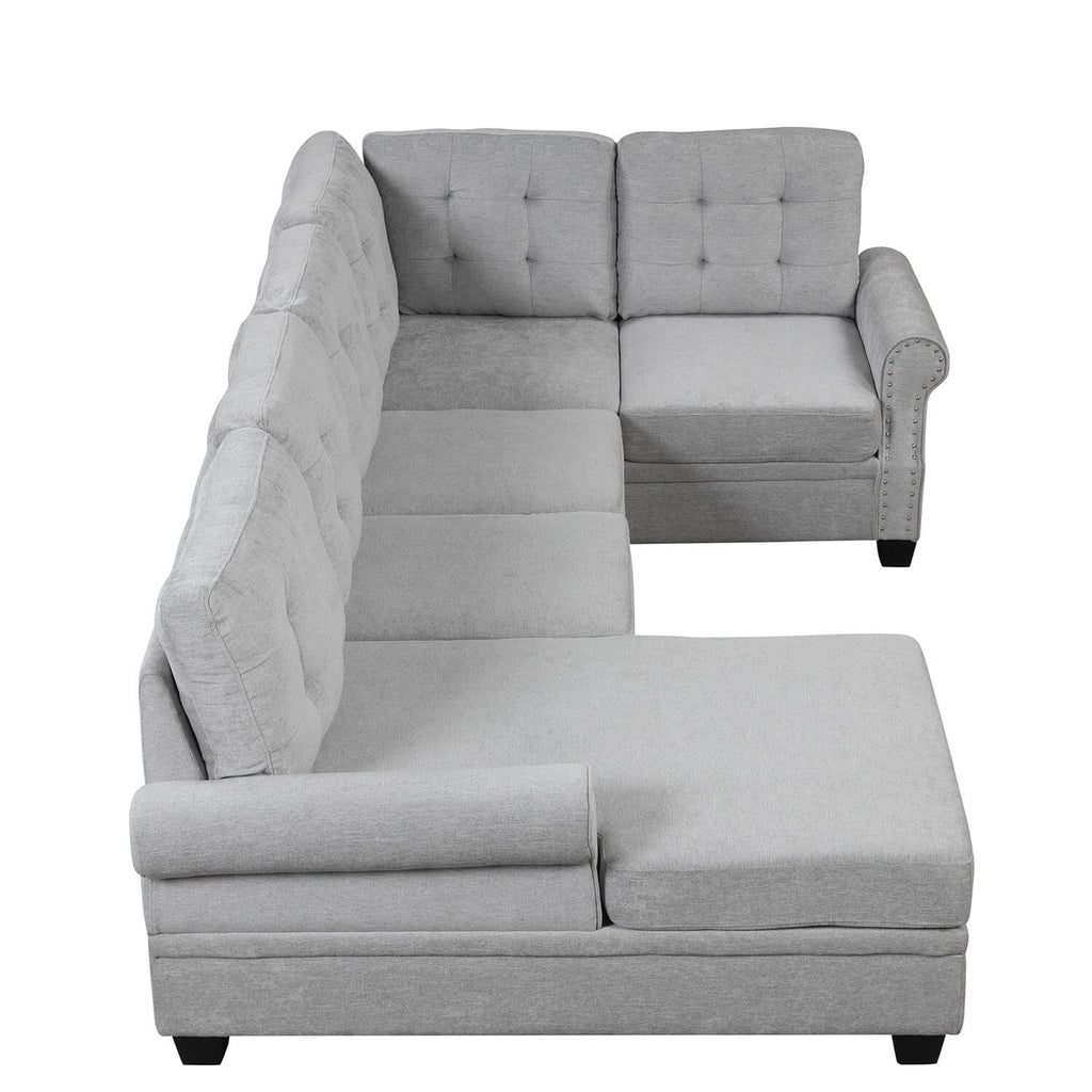 120" U-Shaped Corner Sectional Sofa Grey F26818