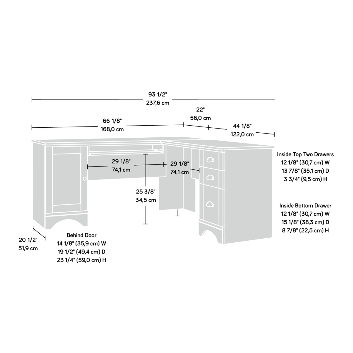 L Shaped Computer Desk with Storage U205