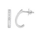 14KT Solid White Gold J Hoop Push Earrings C810358