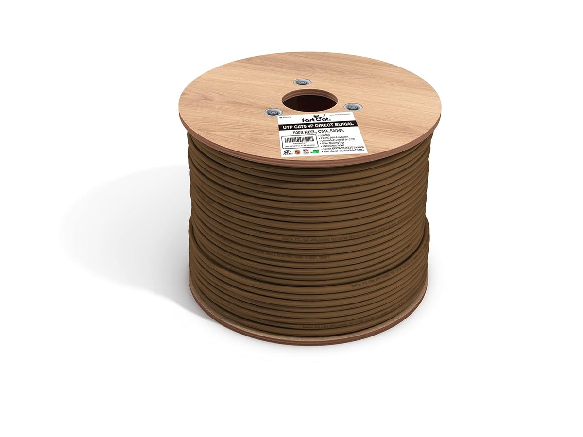Cat6 Direct Burial Outdoor Ethernet Cable 1000Ft Waterproof 23AWG Solid Copper UTP White O5536