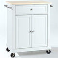 White Wood Top Kitchen Cart Z56442