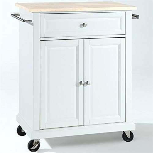White Wood Top Kitchen Cart Z56442