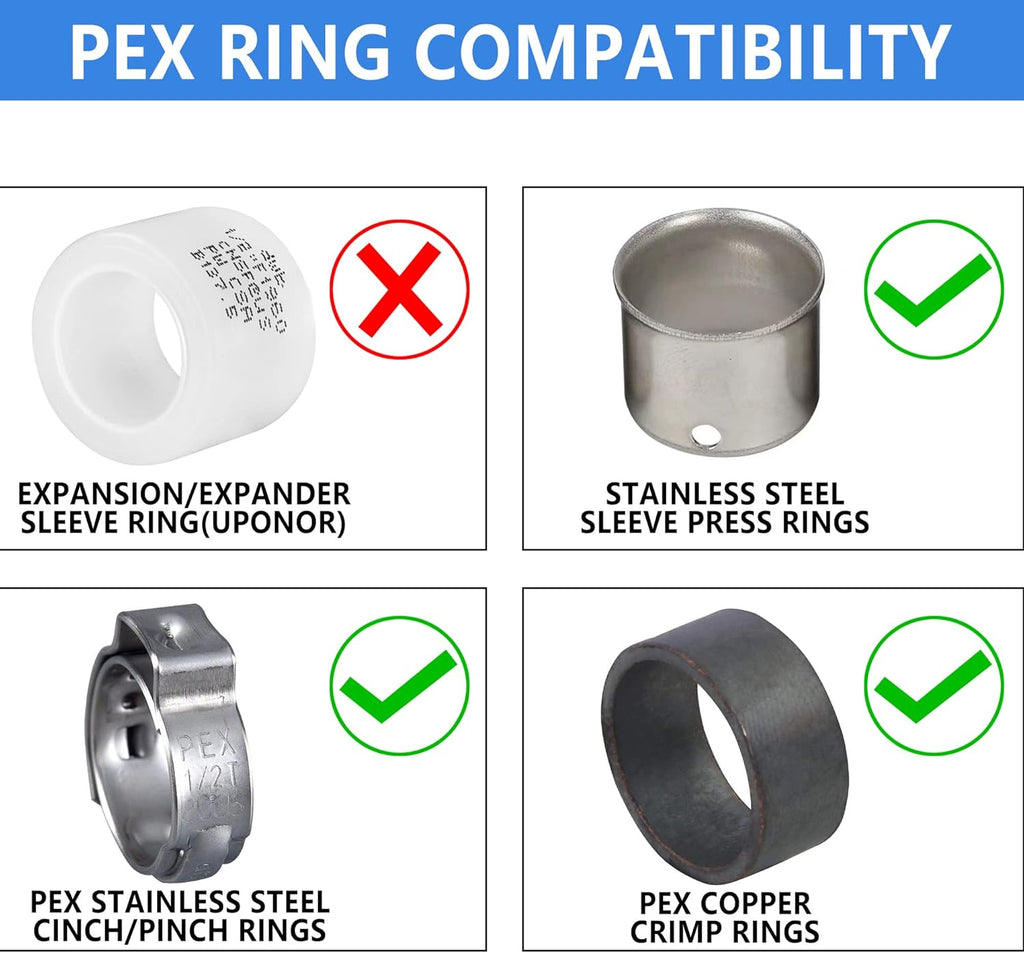 3/4" Pex Fittings Tee Elbow and Coupling, 8 Pieces Each, Lead Free Q6017