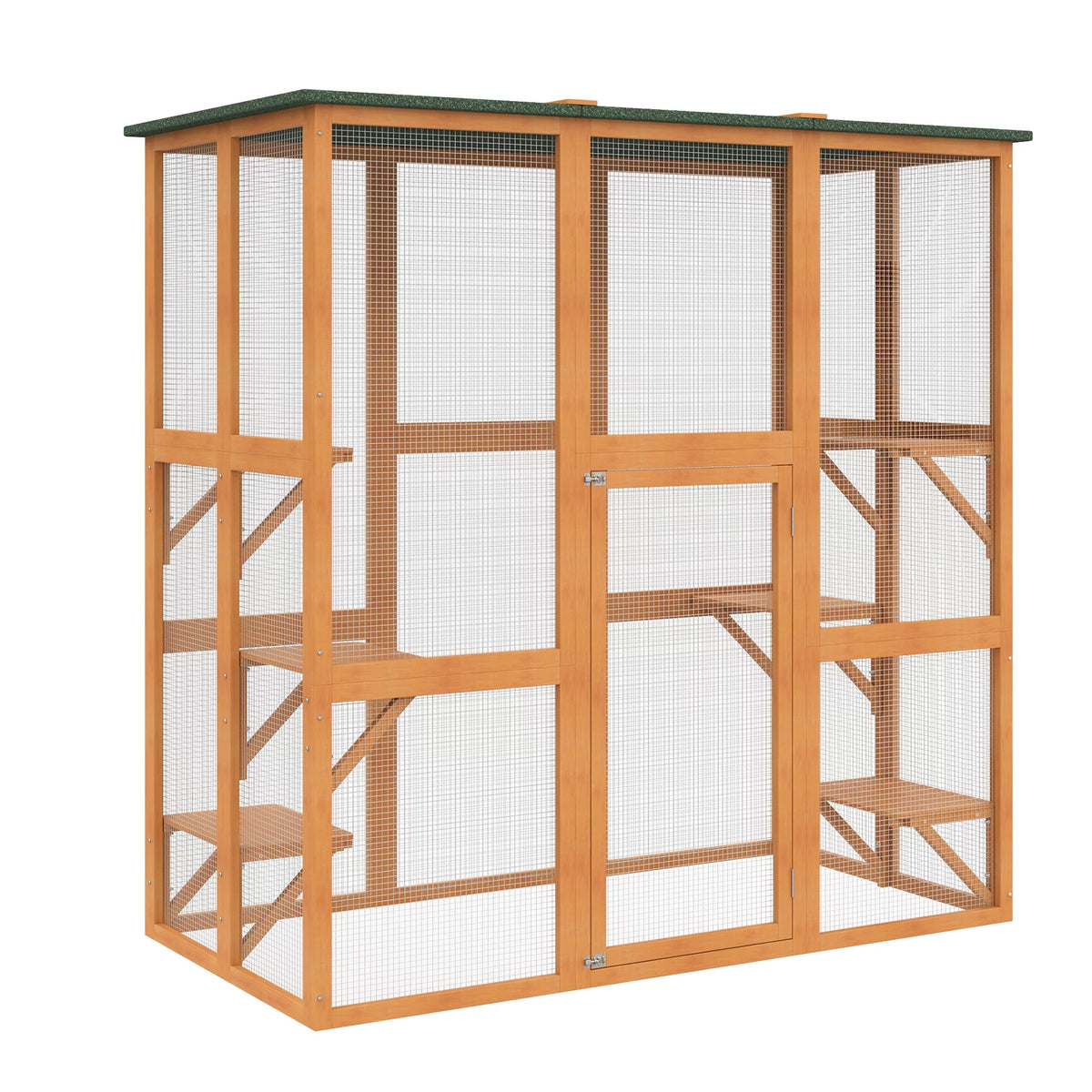 Outdoor Wooden Cat House Enclosure with 6 High Ledges U221872