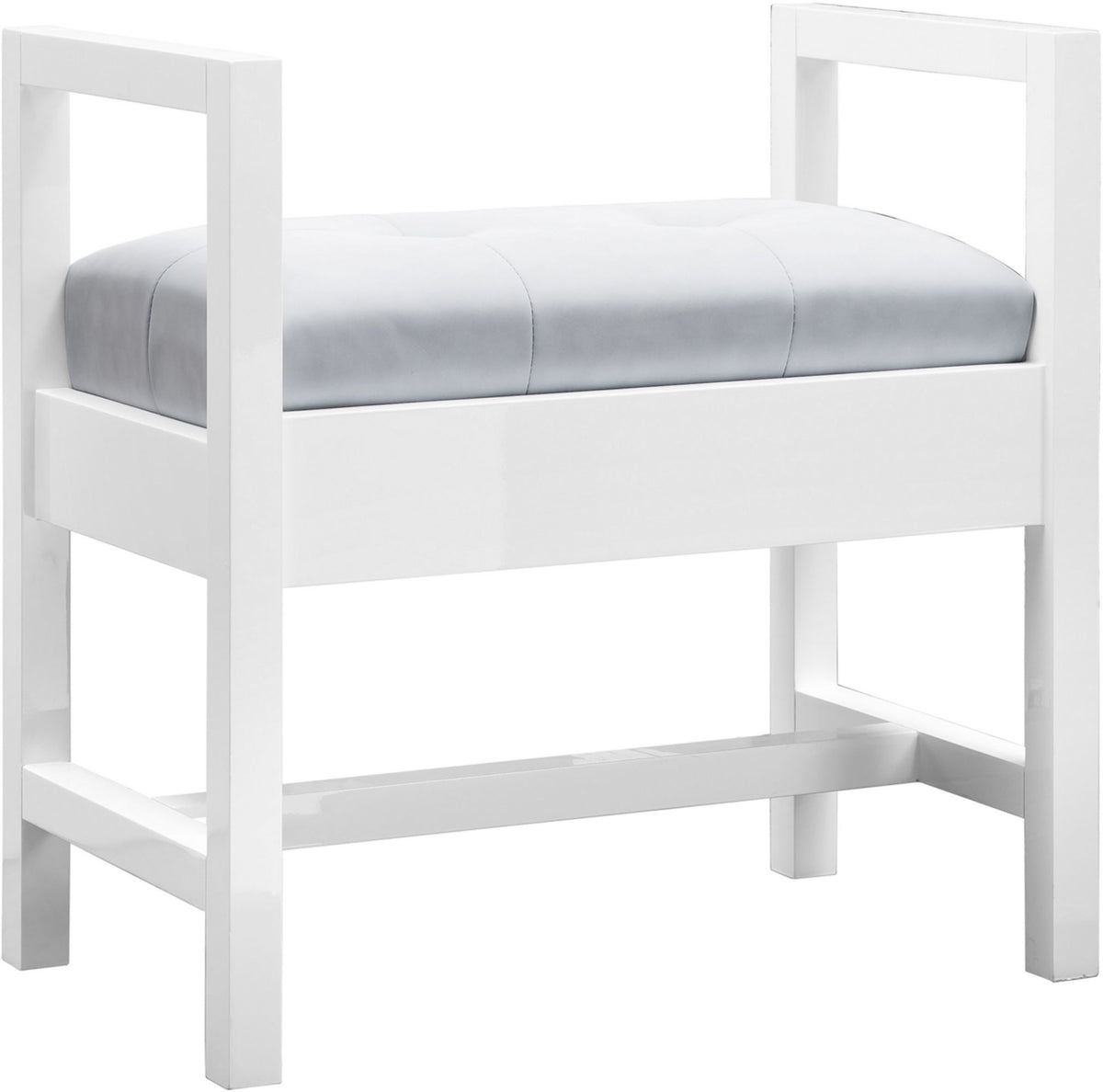 Upholstered Bench, Glossy White V747597