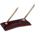 Burgundy Leather Double Pen Stand Q810874
