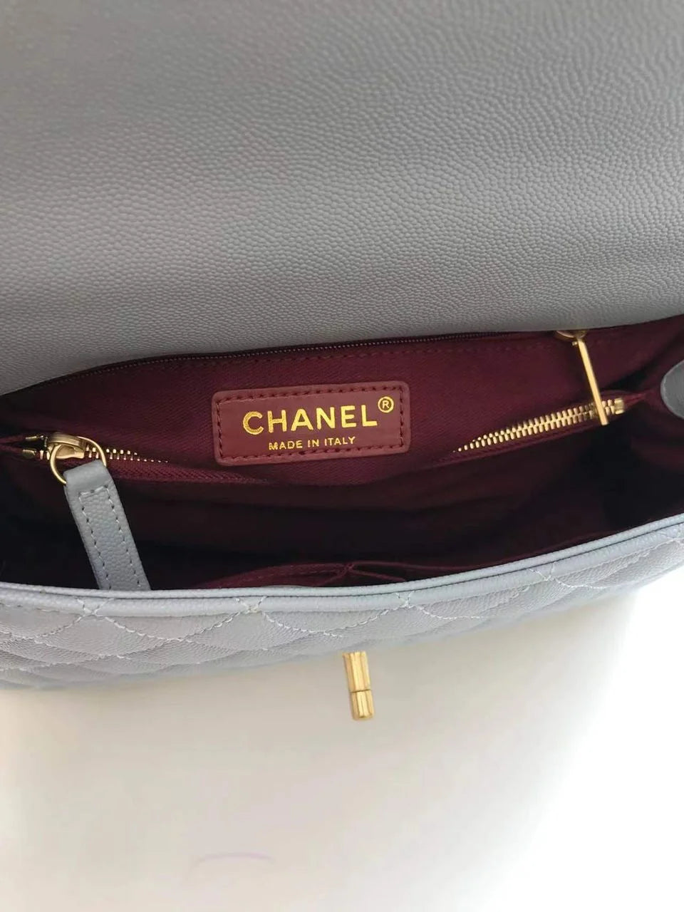 Light Grey Flap Bag With Top Handle X586429