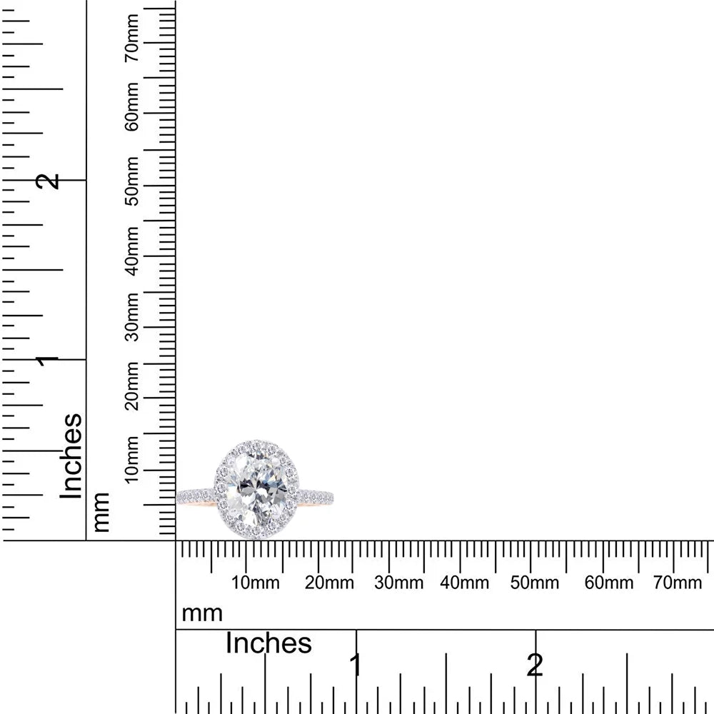 14K Rose Gold Over Sterling Silver Moissanite Solitaire Halo Engagement Ring S224473
