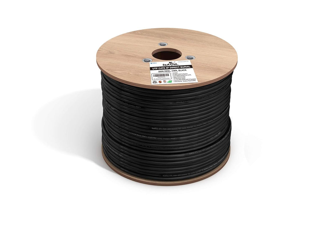 Cat6 Direct Burial Outdoor Ethernet Cable 1000Ft Waterproof 23AWG Solid Copper UTP White O5536