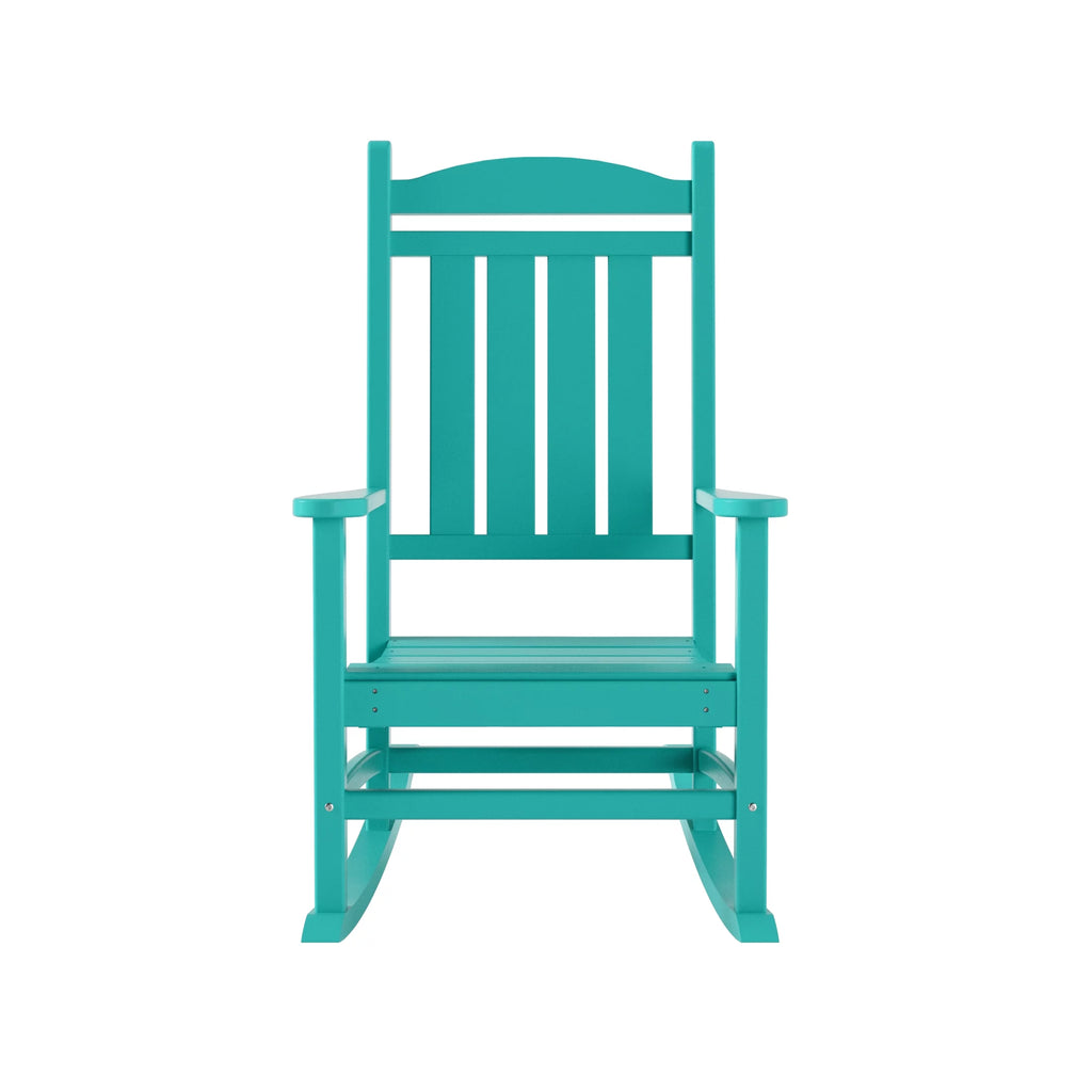 Plastic Outdoor Rocking Chairs Set of 2, Turquoise V347