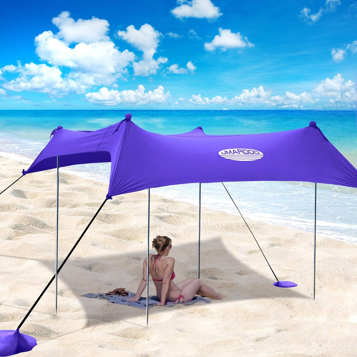 Pop Up Beach Sunshade Tent with Carrying Bag (Blue, 7X7 FT) P232