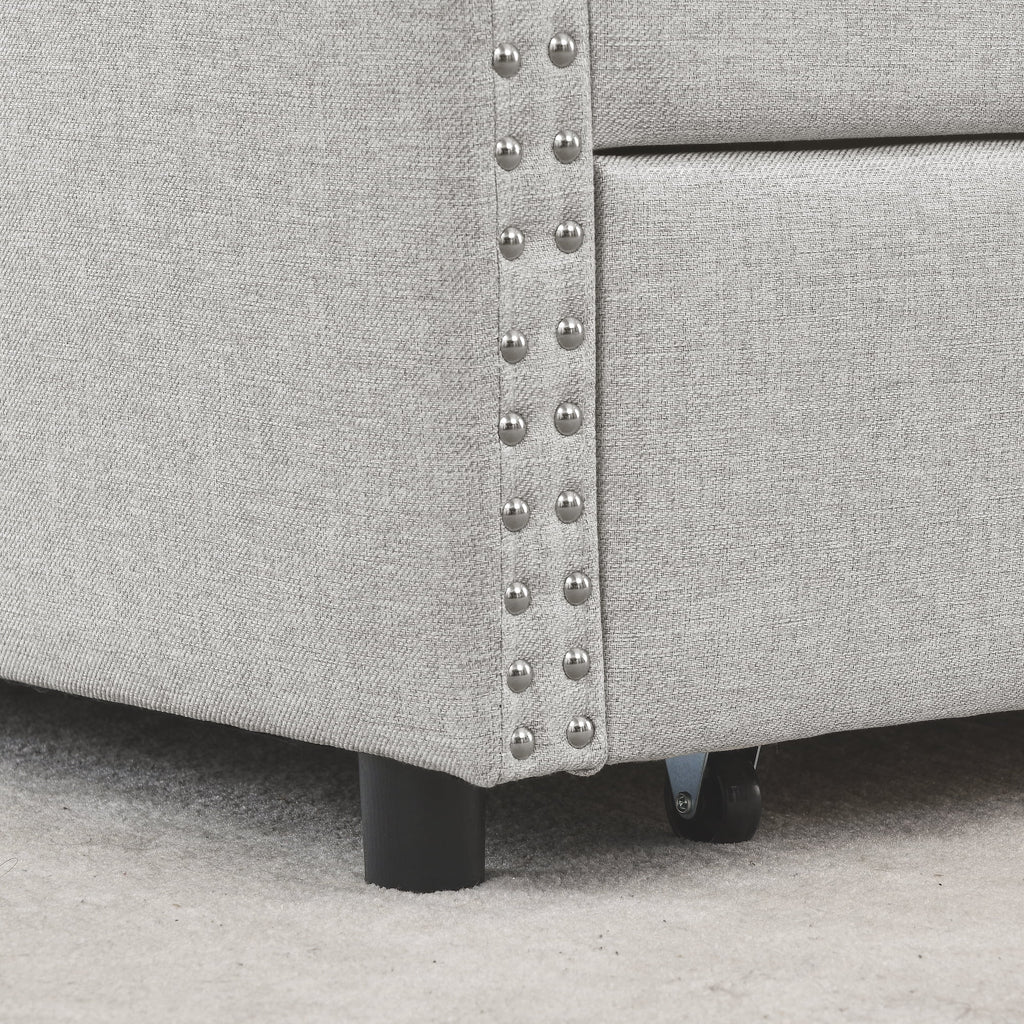 Beige Queen Size Upholstered Daybed with Drawers P327