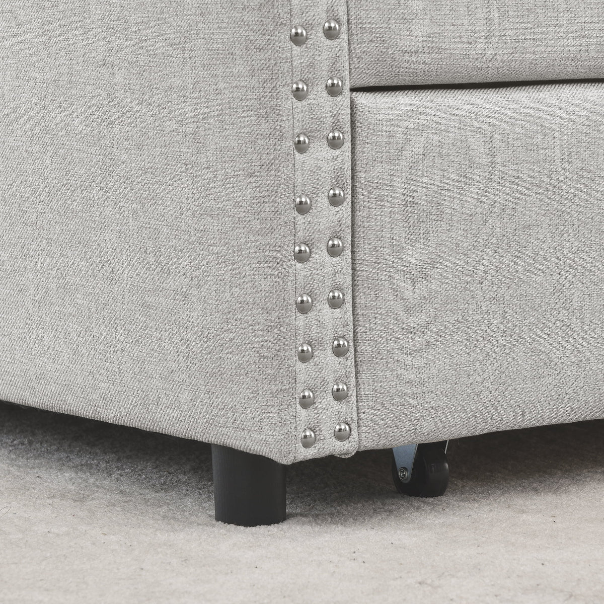 Beige Queen Size Upholstered Daybed with Drawers P327