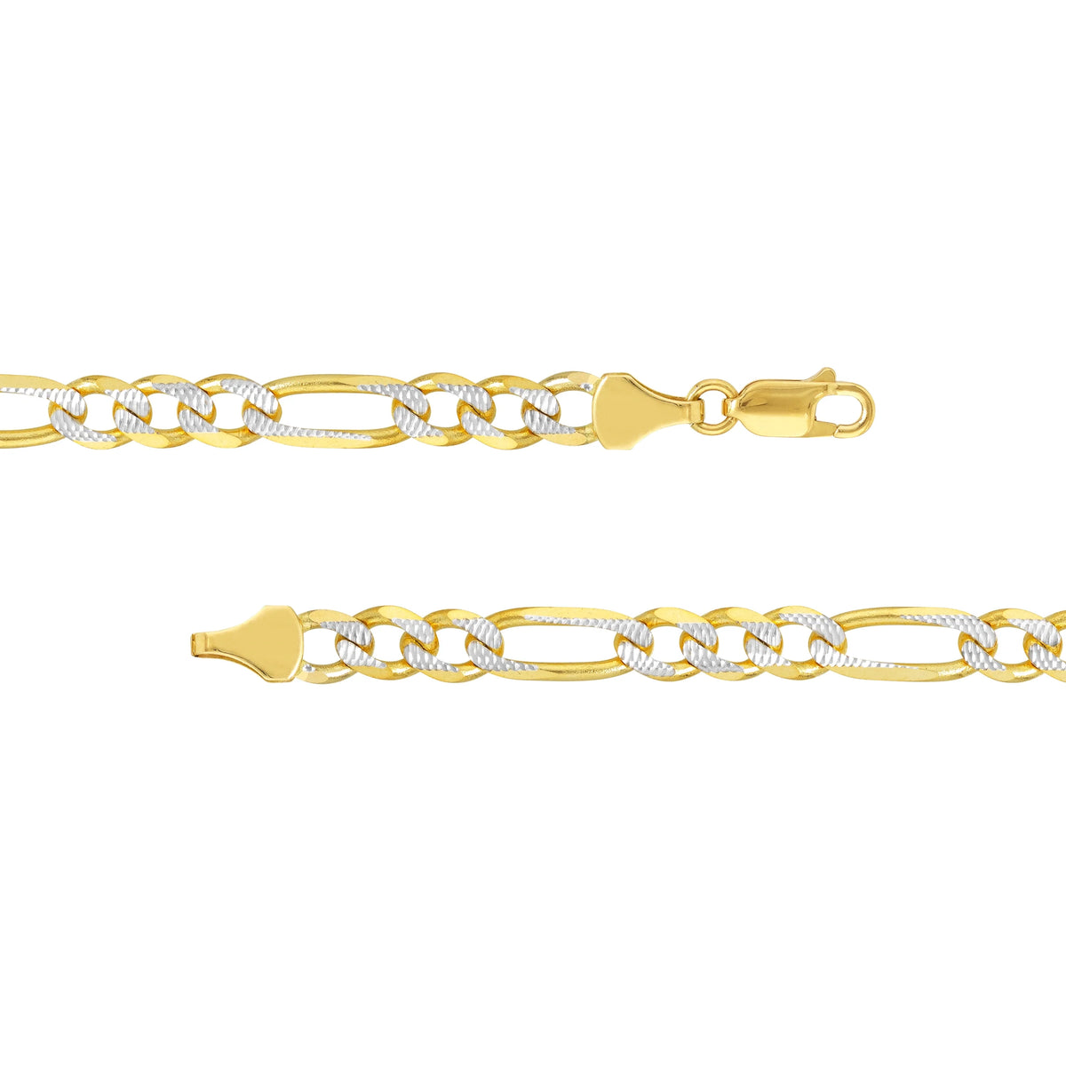 14K Two-Tone Gold 22" Pave Figaro Chain Necklace H6775