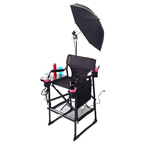 Portable Heavy-Duty Makeup Artist Chair with Umbrella Light Kit P387
