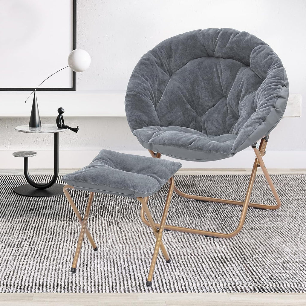 Oversized Foldable Saucer Chair with Ottoman T879