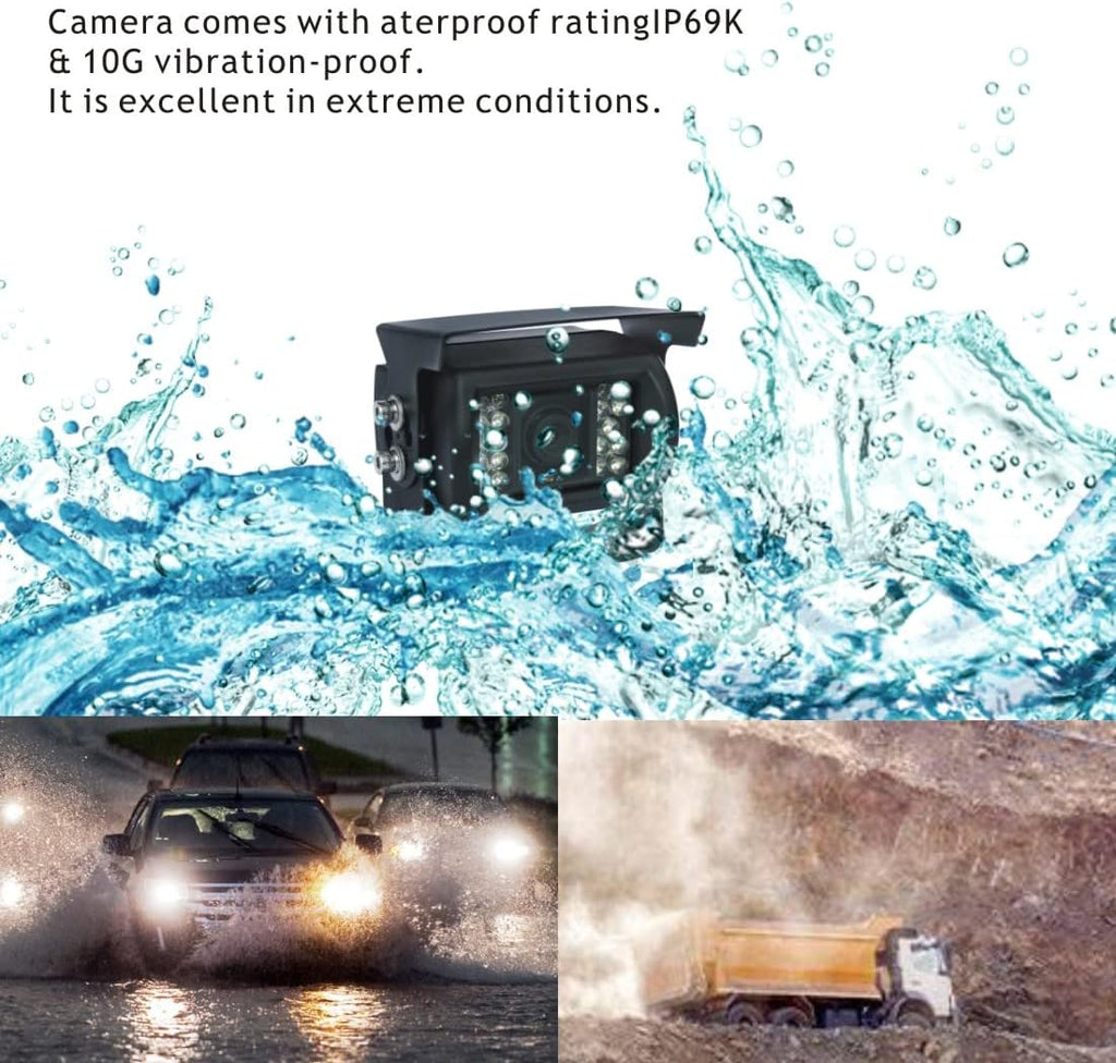 Wired 7 LCD Monitor Backup Camera System with Night Vision IP69K Waterproof Camera N122896