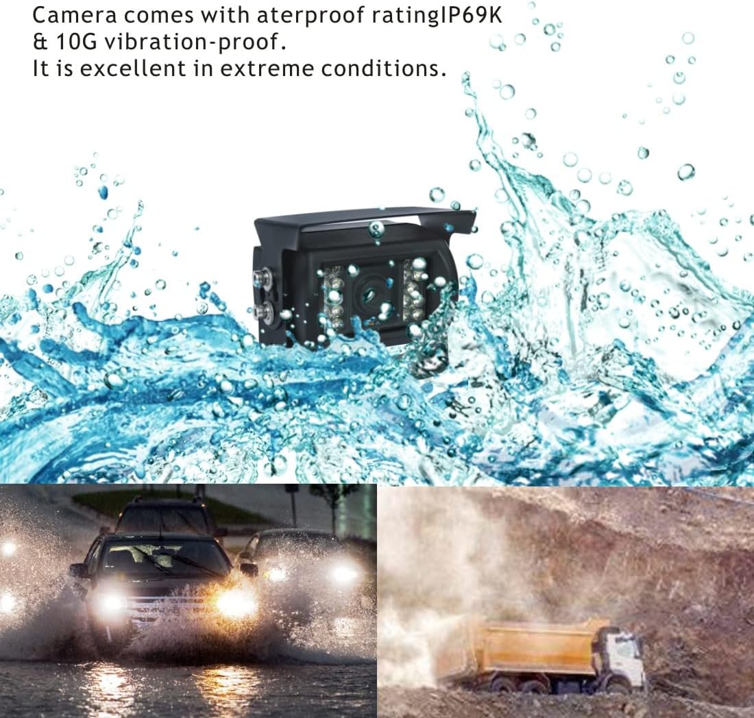 Wired 7 LCD Monitor Backup Camera System with Night Vision IP69K Waterproof Camera N122896