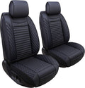 5 Car Seat Covers Full Set Waterproof Leather Universal Black S19664