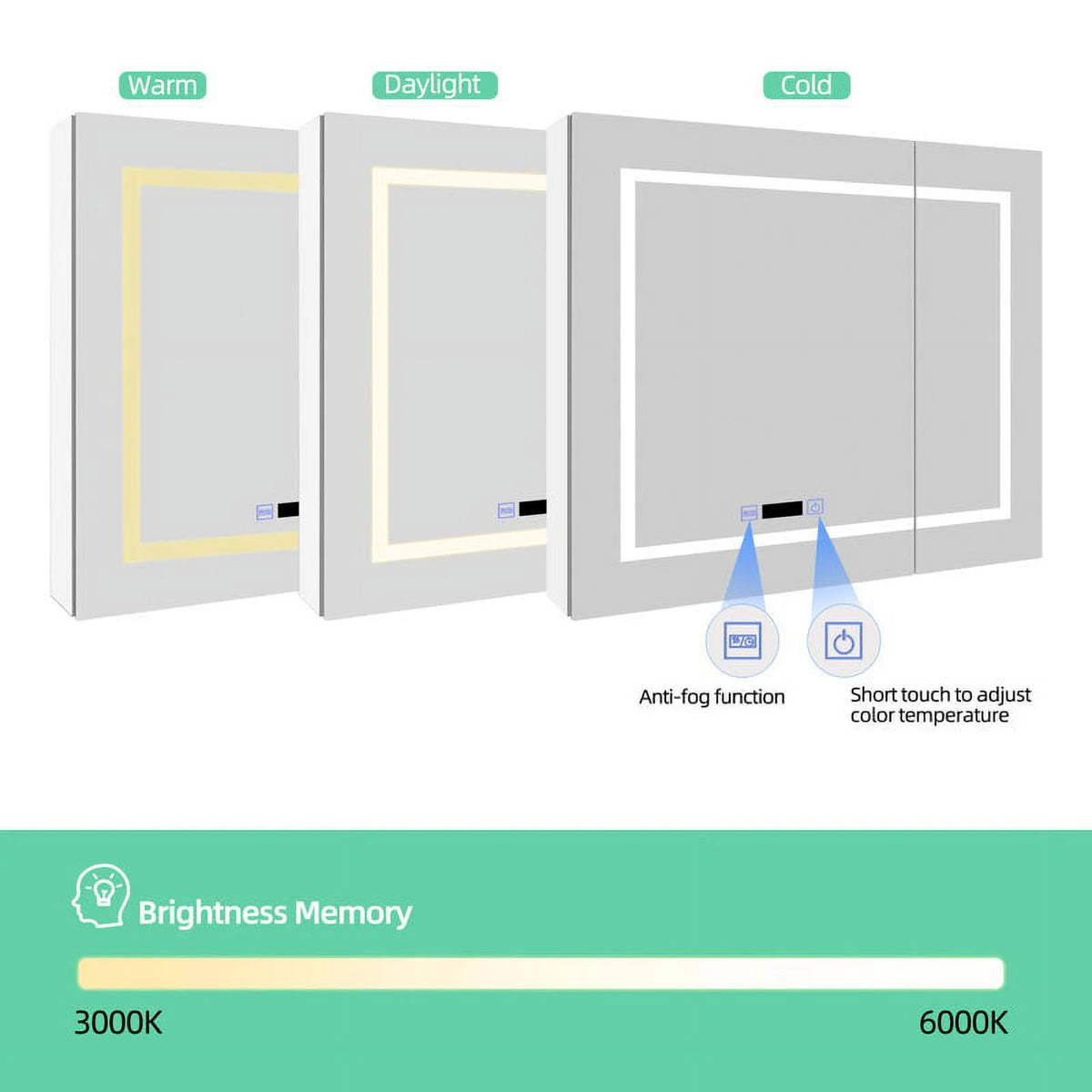White LED Bathroom Mirror Cabinet K1487