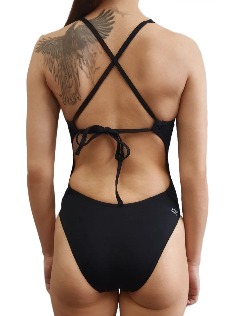 Women's Black One Piece Open Back Swimsuit R6829