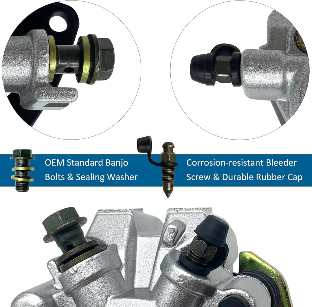 Front Left Right & Rear Brake Calipers for Suzuki Vinson 500 LT-A500F/LT-F500F 2003-2007 Pack of 2 Z76075