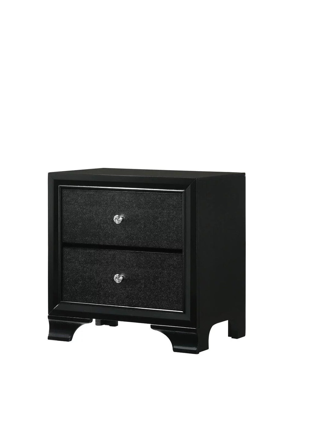 Black Full Size Upholstery LED Bed Dresser Mirror Nightstand Set C8305