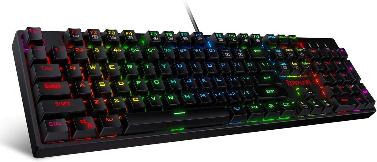 RGB LED Backlit Mechanical Gaming Keyboard with 104 Keys, Tactile Blue Switches H570