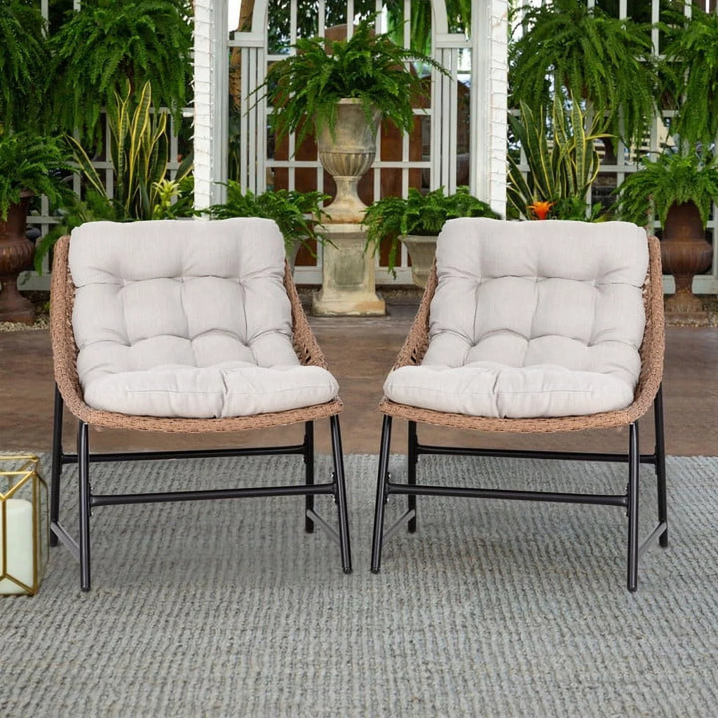 Navy Blue Rattan Wicker Oversize Patio Chair with Cushion E1954