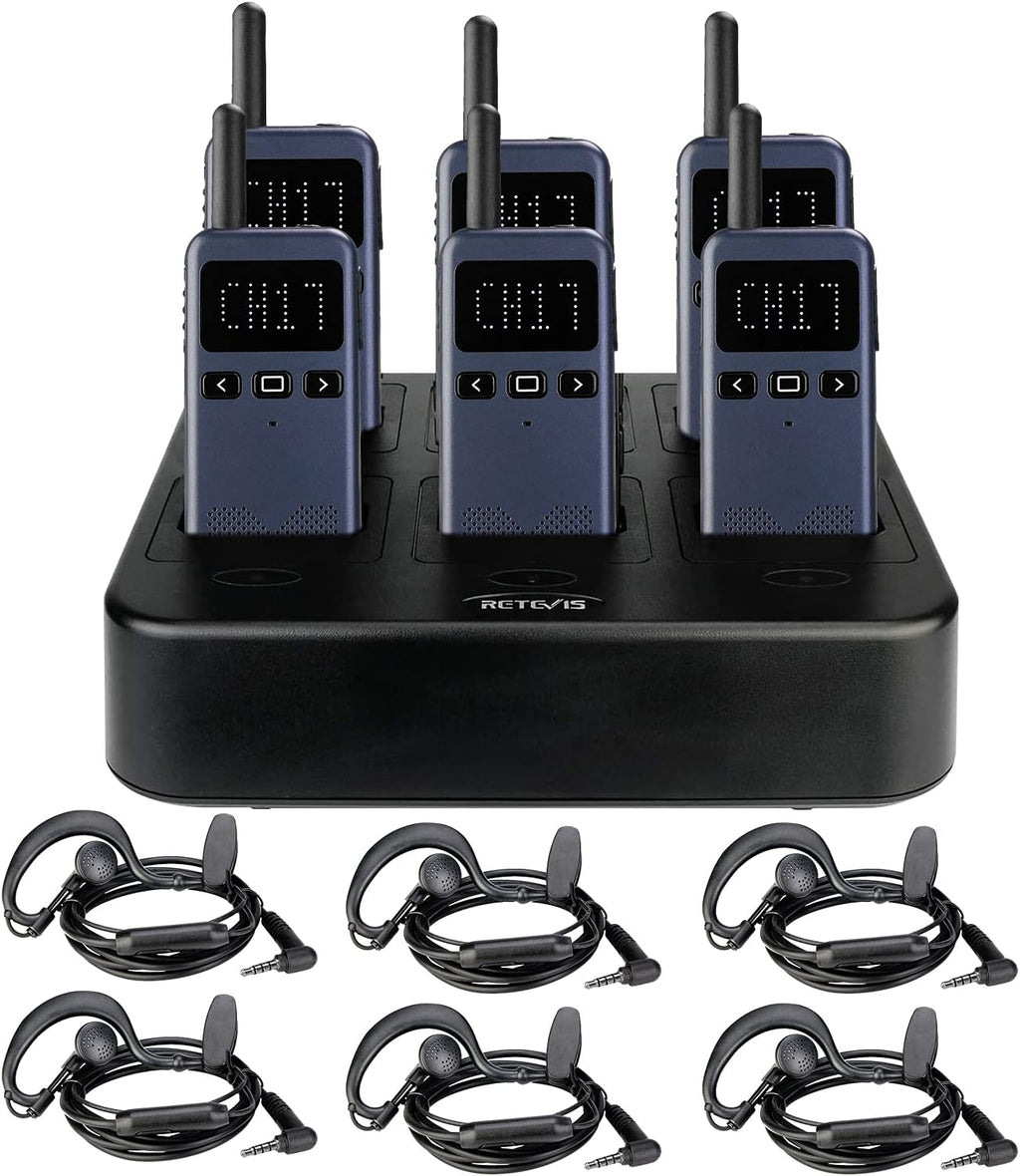 GMRS 2 Way Radio with Earpiece, 6 Pack, 2000mAh Battery V95153