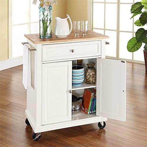 White Wood Top Kitchen Cart Z56442