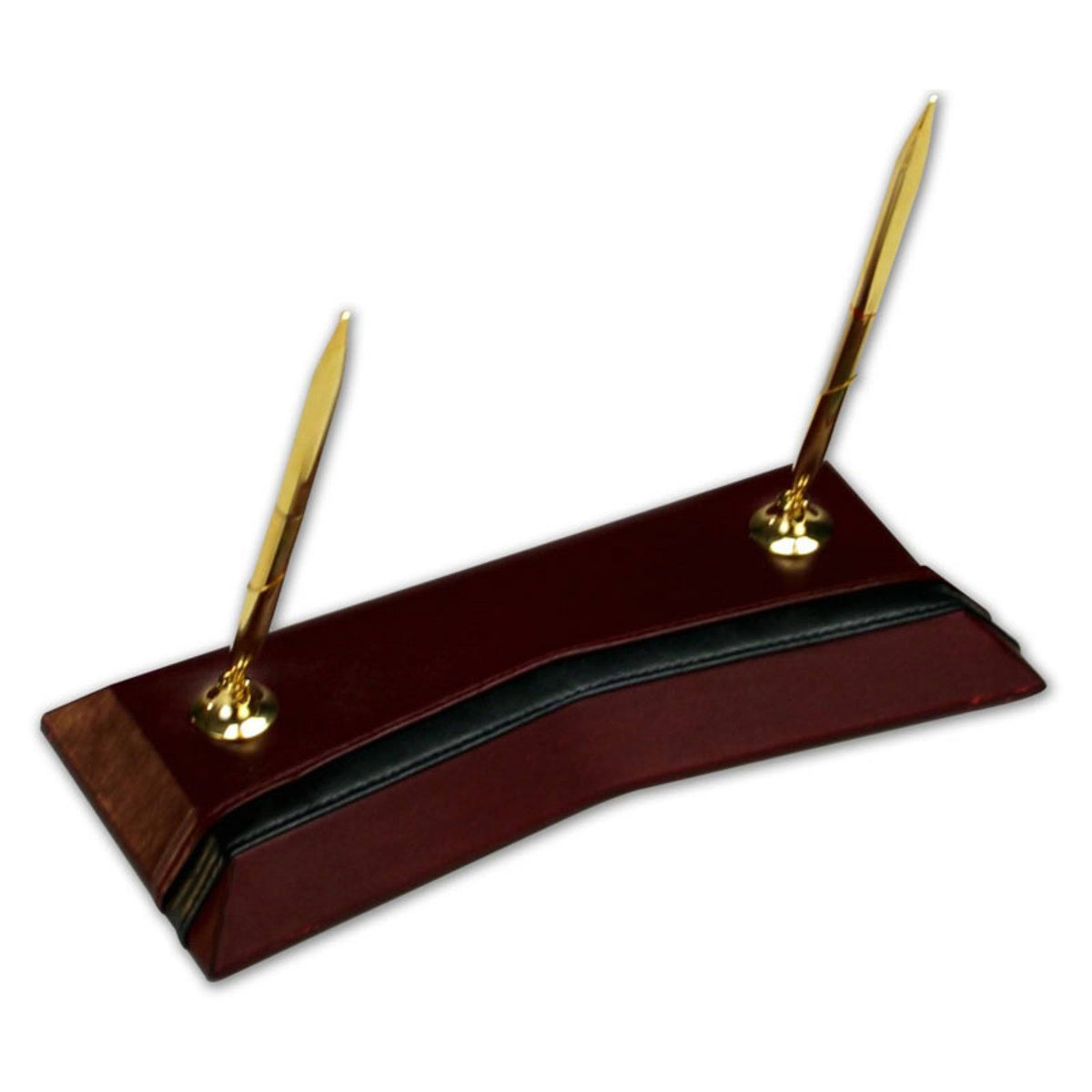 Burgundy Leather Double Pen Stand Q810874