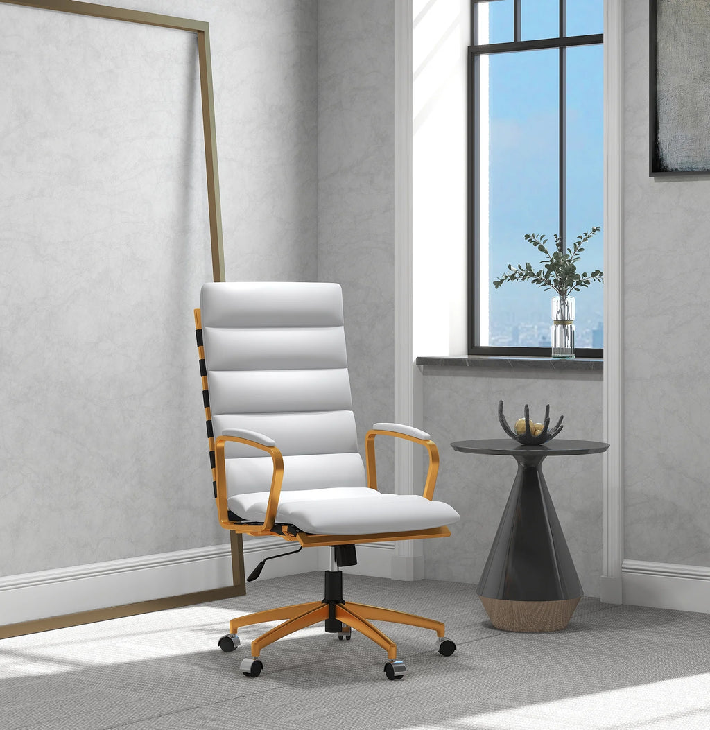 High Back Executive Office Chair with Armrest Adjustable Swivel Chair in Vegan Leather Z139218