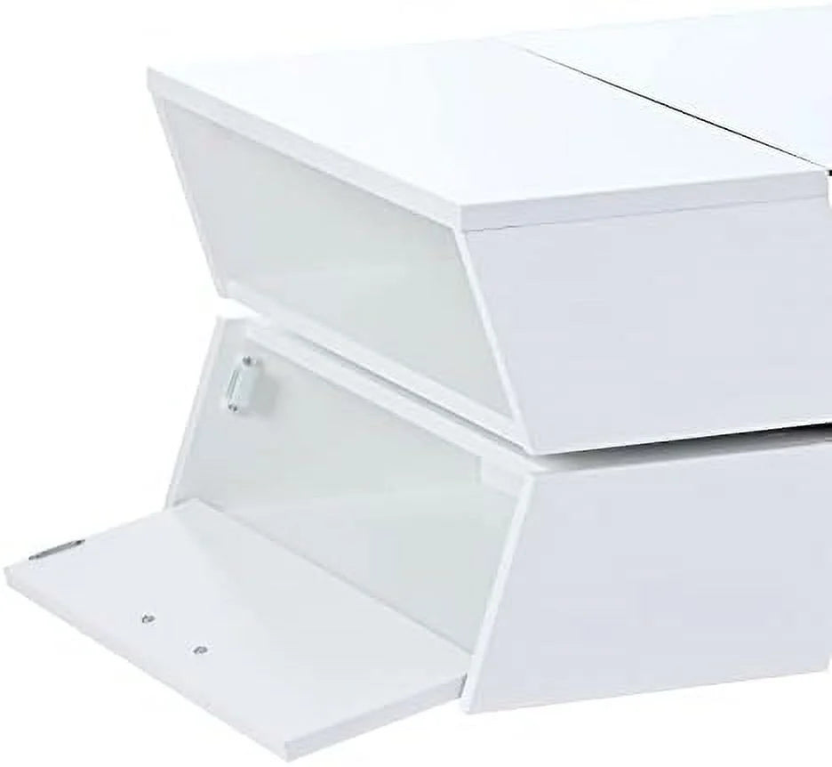 Modern High Gloss 2-Tier Coffee Table with Open Shelves and Cabinets K2917