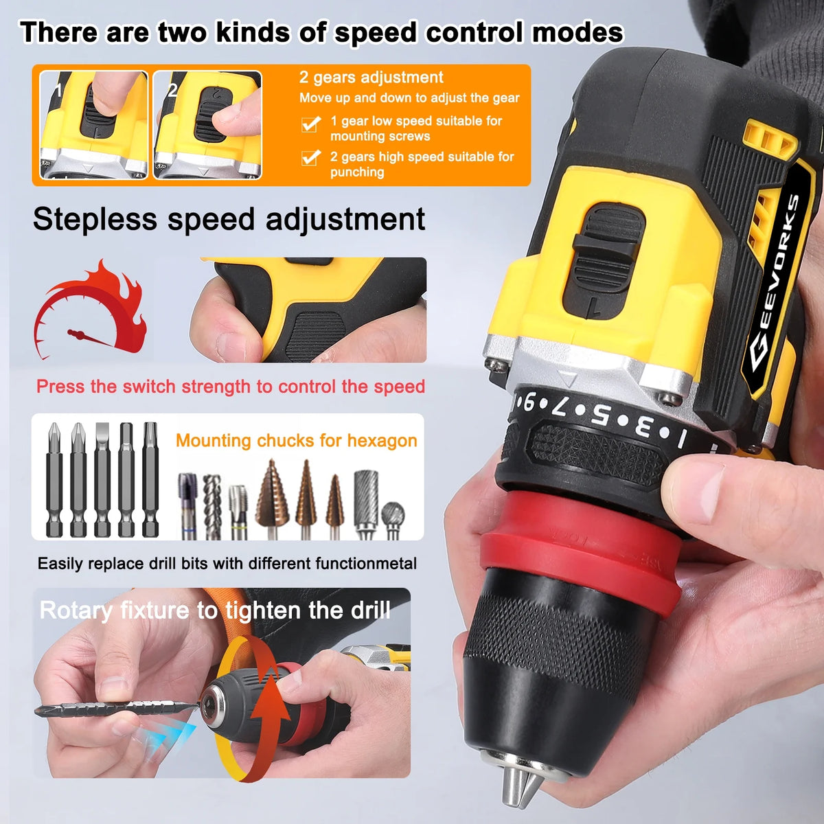 16.8V 2in1 Lithium Electric Screwdriver 45Nm Torque V2316