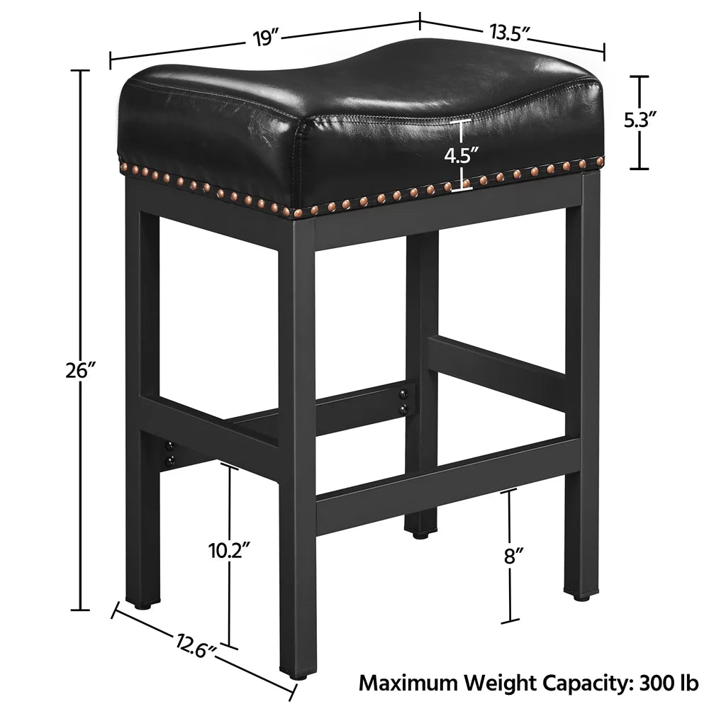 Set of 2 Black Faux Leather Bar Stools E52348