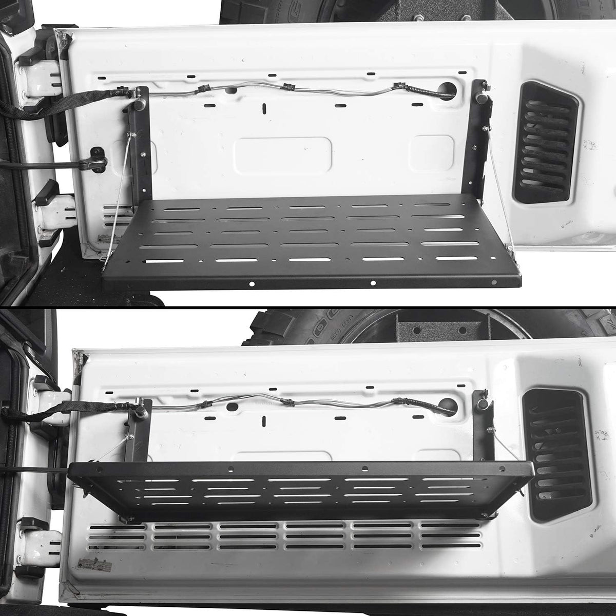 Foldable Metal Tailgate Storage Rack for Jeep Wrangler JK Pack of 2 G2624