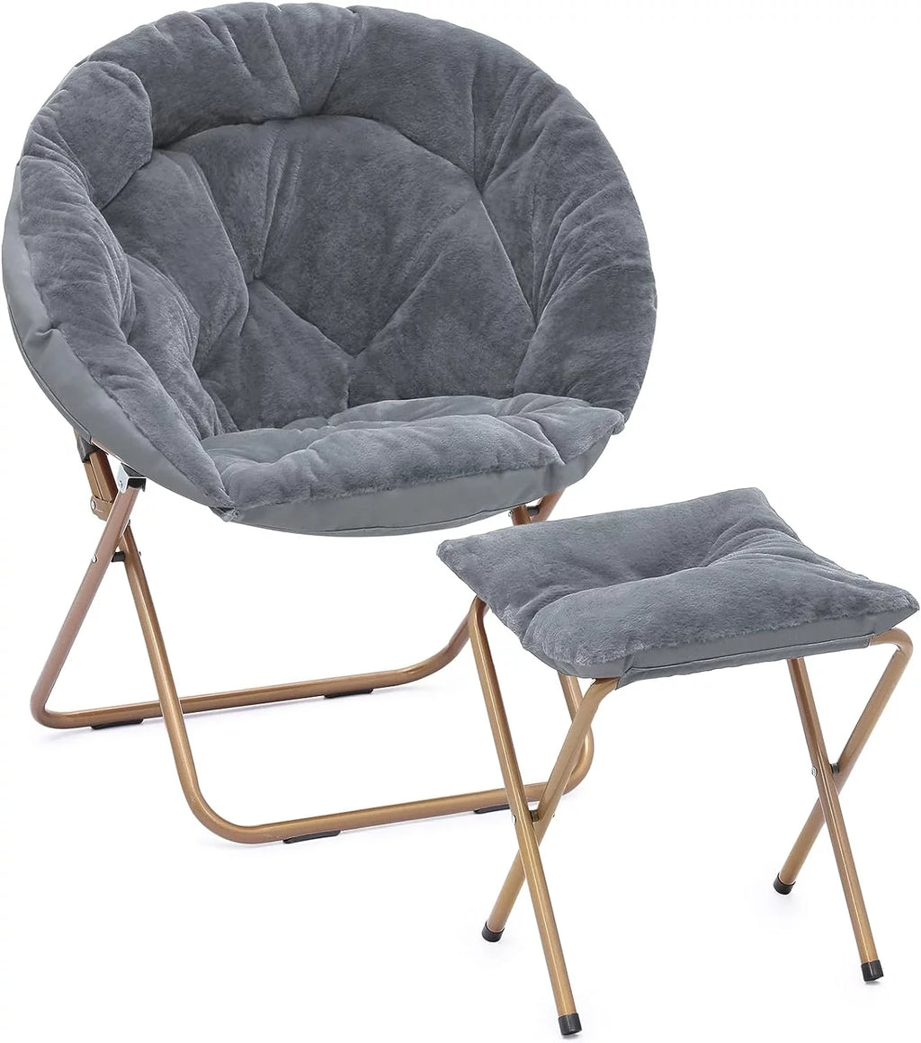 Oversized Foldable Saucer Chair with Ottoman T879