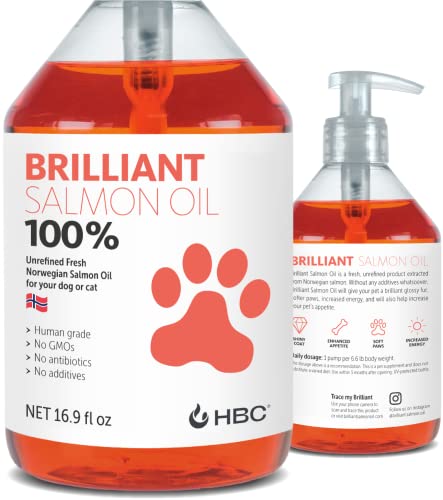 Salmon Oil for Dogs, Cats & Puppies Omega 3 Fish Oil Liquid Supplement 16.9oz O278