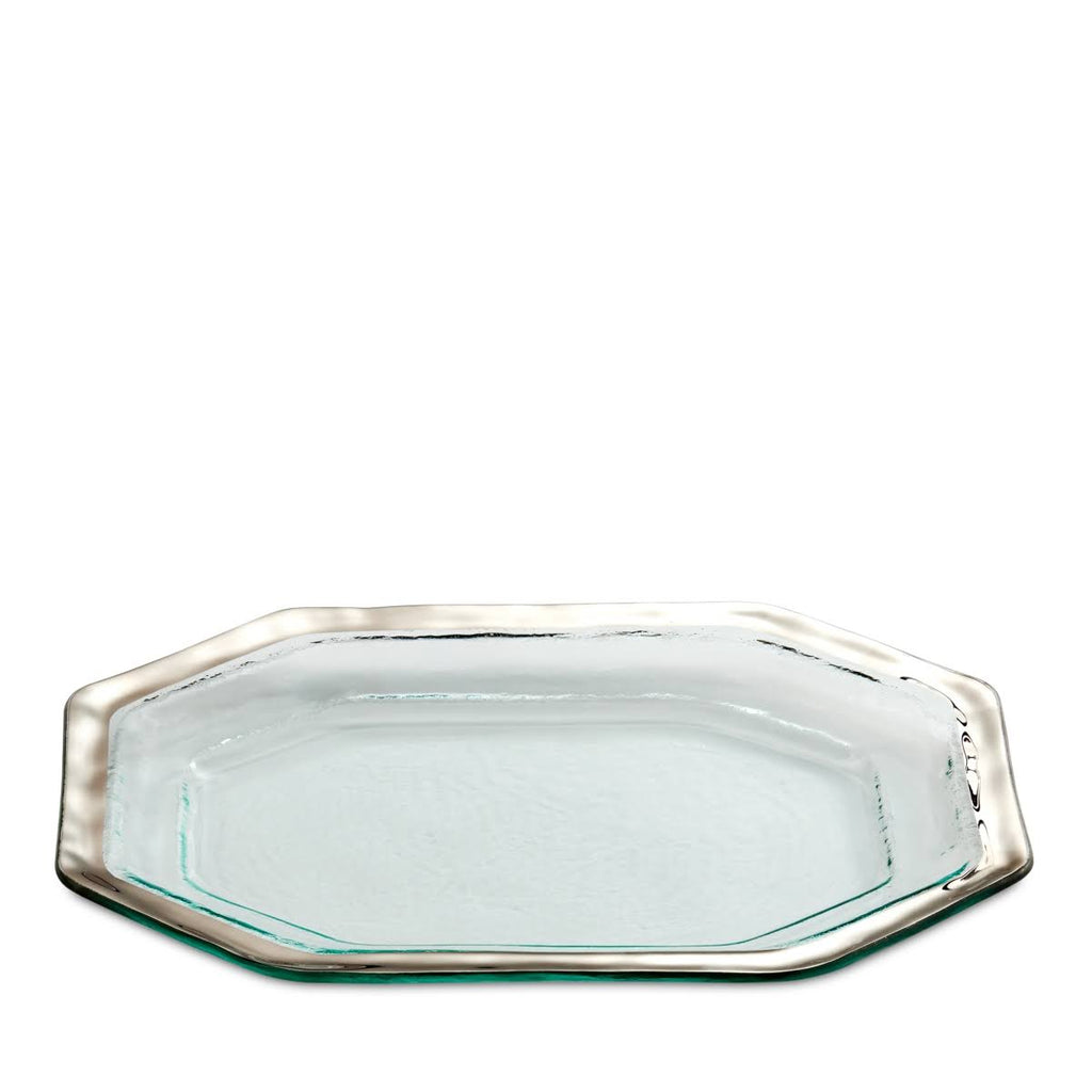 Clear Glass Steak Platter with Platinum Trim C73987