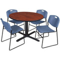 48x22 Round Breakroom Table with 4 Stack Chairs S6849